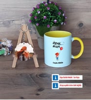 Ütopyalar Güzeldir Kupa Bardak Beyaz ve Fotoğraflı Ahşap Anahtarlık Hediye (Model 7)