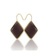 Kadir Jewellery 22 Ayar Altın Kaplama Vintage Küpe -El İşçiliği Ve Hipoalerjenik Küpe (Bordo)