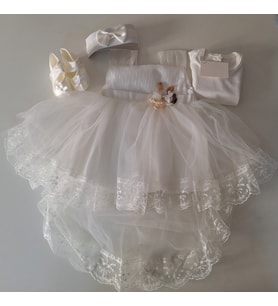 Kız Bebek Hediyelik Mevlüt Takımı Gelinlik Yenidoğan Doğum Bayram Babalar Günü Hediyesi Baby Shower Elbisesi (Beyaz)