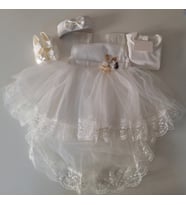 Kız Bebek Hediyelik Mevlüt Takımı Gelinlik Yenidoğan Doğum Bayram Babalar Günü Hediyesi Baby Shower Elbisesi (Beyaz)