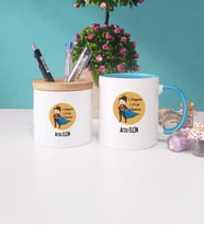 Öğretmenler Günü Hediyesi Kupa Bardak Lacivert ve Kalemlik (Model 2)