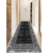 Dijital Baskılı Kaymaz Taban Yıkanabilir Modern Yolluk Ve Koridor Halısı NDU-HT-114 (Siyah)