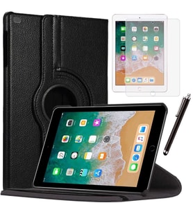 Apple iPad 5 Nesil / 6 Nesil Kılıf Ekran Koruyucu Ve Kalem Set (Siyah)
