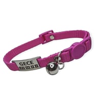 Güvenlik Kilitli isimli Kedi Tasması, isimlikli Kedi Tasması, Kedi Künyesi, Safety Click tasma (Fuşya)