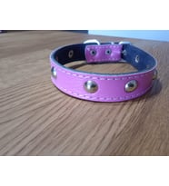 Metal Detaylı Aksesuarlı Deri Köpek Tasma (Lila)