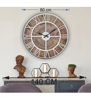 Markakanvas Gri Metal Kasalı Eski Dünya Haritalı Duvar Saati (Çap 50 cm - 80 cm ) (Beyaz)