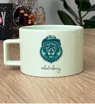 Kişiye Özel Cool Aslan Hediye Pastel Fincan Aslan Baskılı (Yeşil)