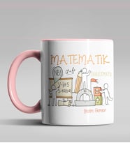 Kişiye Özel Matematik Öğretmeni Tasarımlı Siyah Renk Kupa 16 (Pembe)