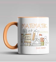 Kişiye Özel Matematik Öğretmeni Tasarımlı Siyah Renk Kupa 16 (Turuncu)