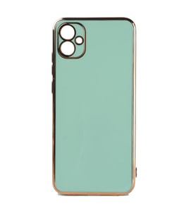 Samsung Galaxy A04E Kılıf Kenarları Gold Kamera Korumalı Renkli Pastel Silikon Siyah BARK (Açık Yeşil)