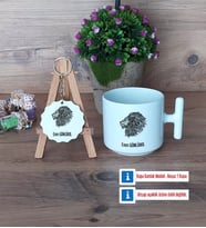 Aslan Kupa Bardak Kırmızı ve Ahşap Anahtarlık Hediye (Model 11)