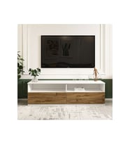 Centra Kapaklı Tv Sehpası,Tv Ünitesi, Ev-Ofis (Beyaz - Kahverengi)