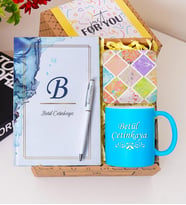 Kişiye Özel Renkli Defter , Kupa Bardak, Tükenmez Kalem & Hediye Seti (Açık Mavi)