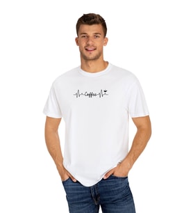 Coffee Erkek Oversize %100 Pamuk Tişört (Beyaz)