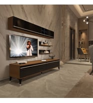 Decoraktiv Eko 5 Mdf Std Silver Tv Ünitesi Tv Sehpası - Parlak Beyaz (Siyah - Ceviz)