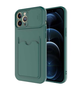 Apple iPhone 12 Pro Max Kılıf Zore Kartix Kartlık Bölmeli Kılıf (Yeşil)