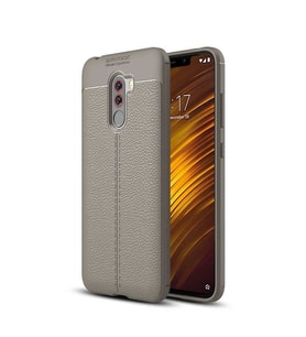 Xiaomi Pocophone F1 Kılıf Niss Deri Desenli Silikon Kılıf (Gri)