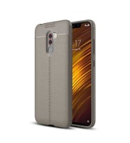 Xiaomi Pocophone F1 Kılıf Niss Deri Desenli Silikon Kılıf (Gri)
