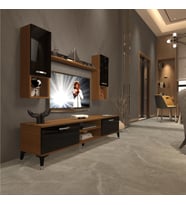 Decoraktiv Eko 5DA Slm Dvd Silver Tv Ünitesi Tv Sehpası - Parlak Beyaz (Siyah - Ceviz)