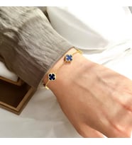 VAN CLEEF YONCA ŞANS BİLEKLİK  925 Ayar Gümüş Bileklik (Lacivert)