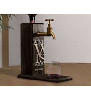 BK Gift Kişiye Özel Kabartma İsimli Musluklu Siyah(Ebony) Ahşap Şarap Standı, Şarap Çeşmesi, Doğum Günü Hediyesi, Ev Hediyesi, İçecek Dispenseri (Model 10)