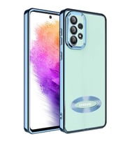 Galaxy A32 4G Kılıf Kamera Korumalı Logo Gösteren Omega Kılıf (Buz Mavisi)