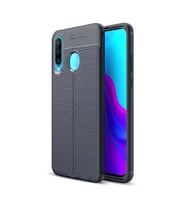 Huawei P30 Lite Kılıf Zore Niss Deri Desenli Silikon Kılıf (Lacivert)