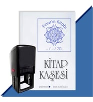 Kişiye Özel  Sarmaşık Figürlü 2 Tarihli Kitap Kaşesi (Mavi)