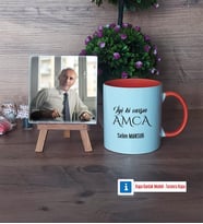 Amcaya Hediye Fotoğraflı Dekoratif Taş, Kupa Bardak Beyaz Hediye (Model 13)