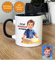Kişiye Özel Karikatürlü Erkek Çocuğa Hediye Kupa Bardak Erkek Çocuk Hediyeleri Doğum Günü Hediyesi (Siyah)