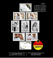 9 Adet 21x30 Çerçeve - Mdf Çerçeve - Fotoğraf Çerçevesi - A4 Sertifika Çerçevesi (Beyaz)