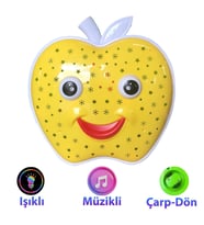 Müzikli ve Projektörlü Eğlenceli Elma Oyuncağı (Sarı)