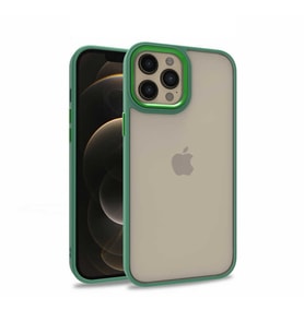 Apple iPhone 12 Pro Max Kılıf Zore Flora Buton, Kenar Çevresi Renkli Kılıf (Yeşil)