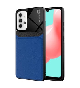 Galaxy A32 4G Kılıf Zore Emiks Deri Görünümlü Kılıf (Lacivert)