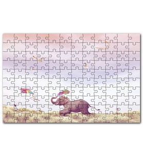 Cakapuzzle Uçurtma Uçuran Kız ve Renk Püsküren Fil Puzzle Yapboz MDF (Ahşap) (1000 Parça)