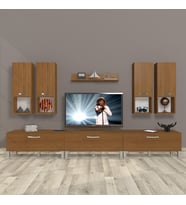 Decoraktiv Eko 8da Mdf Krom Ayaklı Tv Ünitesi Tv Sehpası (Ceviz)