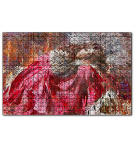 Cakapuzzle Kırmızı Beyaz Taşlı Elbiseli Kraliçe Puzzle Yapboz MDF (Ahşap) (500 Parça)