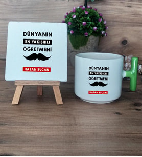 Erkek Öğretmene Hediye Hediye Seti Kupa Bardak T Kulplu ve Dekoratif Taş Öğretmenler Günü Hediyesi (Model 8)