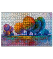 Cakapuzzle Modern Sanat Renkli Ağaç Doğa Görseli  Puzzle Yapboz MDF (Ahşap) (255 Parça)