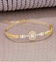 Else Silver Tria Baget Taşlı Kelepçe Modeli Gümüş Bileklik (Sarı)