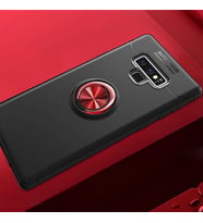 Samsung Galaxy Note 9 Kılıf Yüzüklü Magnetli Ravel Case (Siyah-Kırmızı)