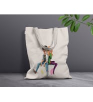 BK Gift Kişiye Özel Sevgililer Karikatürlü Kanvas Bez Çanta, Baskılı Omuz Çantası, Alışveriş Çantası, Plaj Çantası, Sevgiliye Hediye (Model 7)