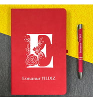 Kişiye Özel İsimli Ajanda Not Defteri ve Kalem Seti 2413B1005 (Kırmızı)