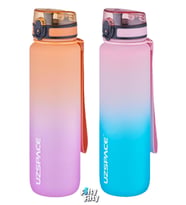 Uzspace 2'li Tritan Matara Seti 1000ml BÜYÜK BOY Çift Renk Softtouch FF Collection Tritan Su Matarası (Mor-Pudra)