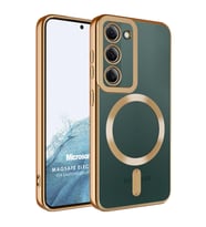 Microsonic Samsung Galaxy S22 Plus Kılıf MagSafe Luxury Electroplate Mavi (Gold)