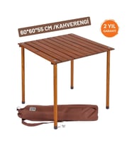 Bag The Joy 60x60x55cm Ahşap Katlanır Rulo Kamp ve Piknik Masası (Kahverengi)