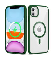 Apple iPhone 11 Kılıf Magsafe Wireless Şarj Özellikli Silikon Zore Ege Kılıf (Koyu Yeşil)