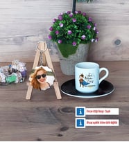 Kadın Öğretmene Hediye Türk Kahvesi Fincanı Ahşap Altlıklı ve Fotoğraflı Ahşap Anahtarlık Hediye (Model 7)