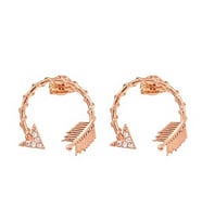 Masaliko Ok Gümüş Küpe SB1364, 925 Ayar Gümüş Küpe, Altın Kaplama, Minimal Şık Küpe, Trend Küpe (Rose)