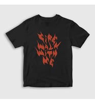 Presmono Unisex Çocuk Beyaz Fire Walk With Me Twin Peaks T-Shirt 490119tt (Siyah)